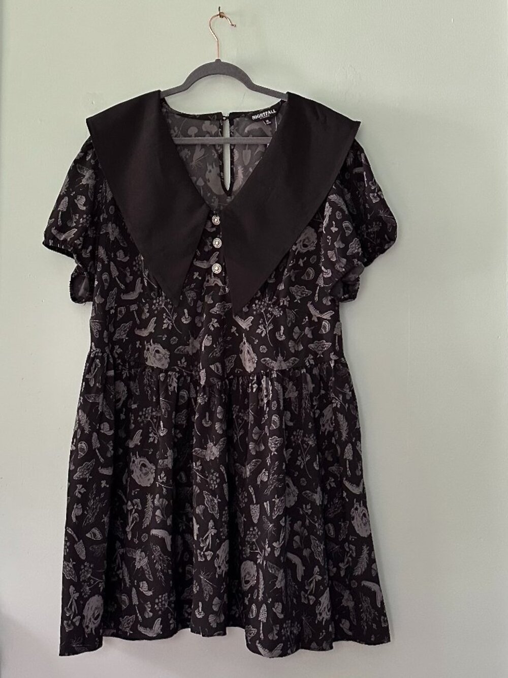 NWT-Nightfall Collared Mini Dress in Reincarnate Black Print-Size 24